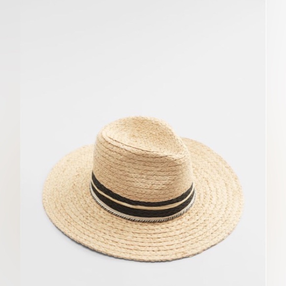 Zara NWT Band Trim Woven Hat